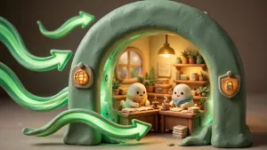 Minh họa 3D Claymation về Dùng Nginx reverse proxy cho Ghost CMS self-hosted